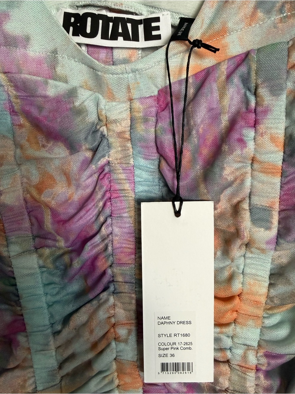 ROTATE Birger Christiansen Daphny Ruched Scoop Neck Mini Dress - NEW - 36 - Picture 7 of 9